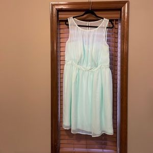 Tevolio dress, blue mint color, size 16W, pockets!, illusion neck, side zipper